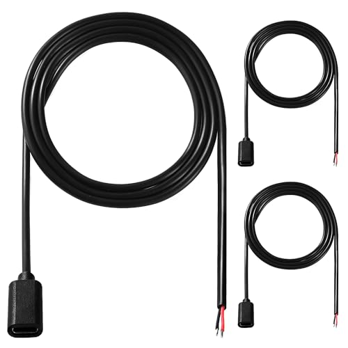 KUOQIY 3 Stücke 100cm 22AWG USB Typ C Buchse Pigtail Stromkabel, 5V 3A USB-C-Buchse auf 2-Poligen Blanken Draht Offenes Ende, USB Typ C Pigtail Kabel-Verlängerungskabel, für LED-Leuchten, Fans KUOQIY 3 Stücke 100cm 22AWG USB Typ C Buchse Pigtail Stromkabel, 5V 3A USB-C-Buchse auf 2-Poligen Blanken Draht Offenes Ende, USB Typ C Pigtail Kabel-Verlängerungskabel, für LED-Leuchten, Fans von KUOQIY