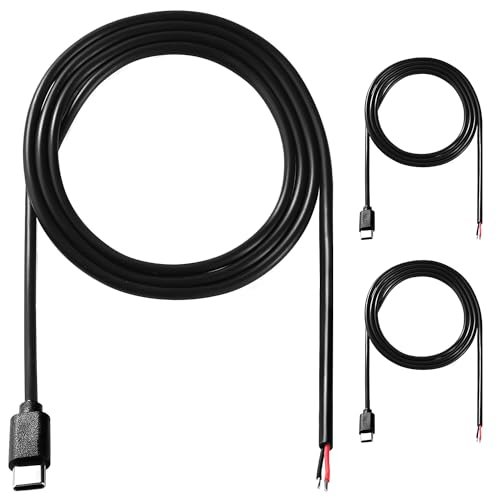 KUOQIY 3 Stücke 100cm 22AWG USB Typ C Stecker Pigtail Stromkabel, 5V 3A USB-C-Stecker auf 2-Poligen Blanken Draht Offenes Ende, USB Typ C Pigtail Kabel-Verlängerungskabel, für LED-Leuchten, Fans KUOQIY 3 Stücke 100cm 22AWG USB Typ C Stecker Pigtail Stromkabel, 5V 3A USB-C-Stecker auf 2-Poligen Blanken Draht Offenes Ende, USB Typ C Pigtail Kabel-Verlängerungskabel, für LED-Leuchten, Fans von KUOQIY