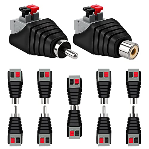 KUOQIY 5 Paar RCA Stecker auf 2 Schraubklemmleiste Lautsprecher Phono, Cinch Stecker & Buchse zu AV 2 Schraubklemme lötfreier Konverter Audio/Video Federpresse für CCTV KUOQIY 5 Paar RCA Stecker auf 2 Schraubklemmleiste Lautsprecher Phono, Cinch Stecker & Buchse zu AV 2 Schraubklemme lötfreier Konverter Audio/Video Federpresse für CCTV von KUOQIY
