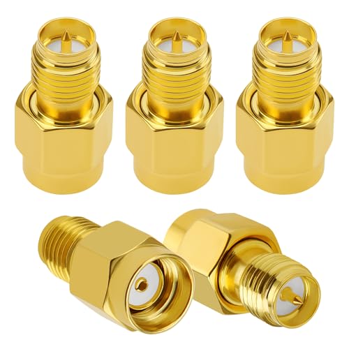 5 Stück RP-SMA Stecker auf RP-SMA Buchse Adapter, KUOQIY SMA Koaxial-Adapter Konverter, SMA-Adapter Koaxial Steckverbinder, für WiFi-Antenne, FPV, Brille, Router von KUOQIY