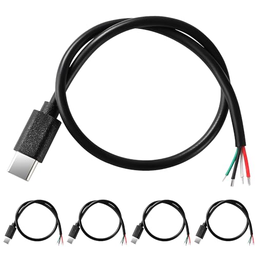 KUOQIY 5 Stücke 30cm 22AWG USB Typ C Stecker Pigtail Stromkabel, 5V 3A USB-C-Stecker auf 4-Poligen Blanken Draht Offenes Ende, USB Typ C Pigtail Kabel-Verlängerungskabel, für LED-Leuchten, Fans KUOQIY 5 Stücke 30cm 22AWG USB Typ C Stecker Pigtail Stromkabel, 5V 3A USB-C-Stecker auf 4-Poligen Blanken Draht Offenes Ende, USB Typ C Pigtail Kabel-Verlängerungskabel, für LED-Leuchten, Fans von KUOQIY