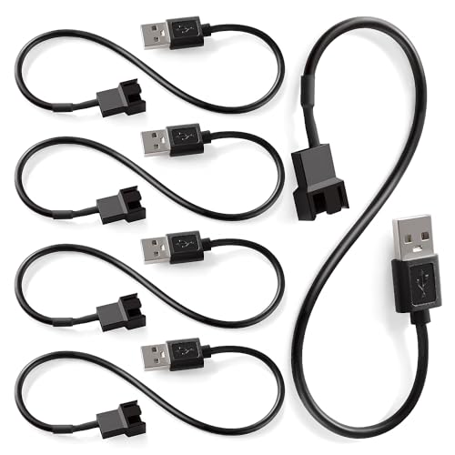 KUOQIY 5 Stücke 30cm USB auf 3-Polig / 4-Poligen PWM 5 V Ummanteltes Lüfterkabel, USB auf 3 Pin / 4 Pin Gehäuselüfter Adapter Anschlusskabel, USB-3Pin/4Pin-Kabel von KUOQIY
