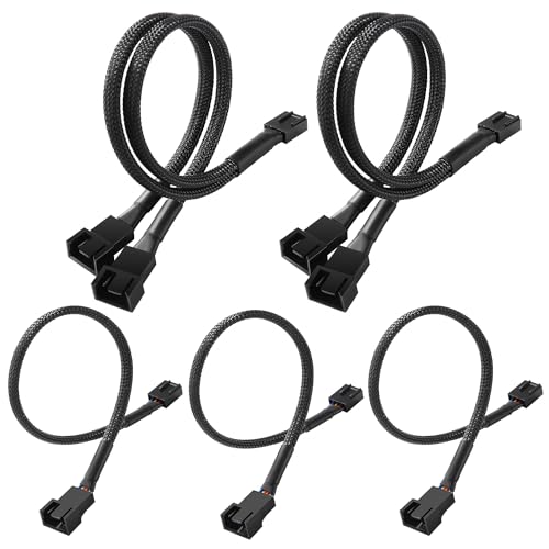 KUOQIY 5 Stücke 4-poliges PWM Lüfter Splitter Kabel, Computer PC Lüfter Stromkabel 1-zu-1 Konverter + 1-zu-2 Konverter, Fan Cable Y-kabel Für Lüfter, für Computer Gehäuse 4/3 Polig Kühler von KUOQIY