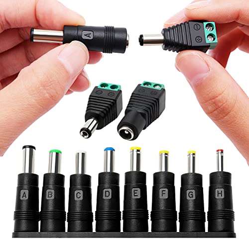 KUOQIY 8 in 1 Universal DC Netzteil Adapter, 5.5x2.1 mm Buchse auf Stecker Hohlstecker Adapter, mit Männlich Weiblichem DC Anschluss, für Ventilatoren, Router, Schreibtischlampen, Computer KUOQIY 8 in 1 Universal DC Netzteil Adapter, 5.5x2.1 mm Buchse auf Stecker Hohlstecker Adapter, mit Männlich Weiblichem DC Anschluss, für Ventilatoren, Router, Schreibtischlampen, Computer von KUOQIY