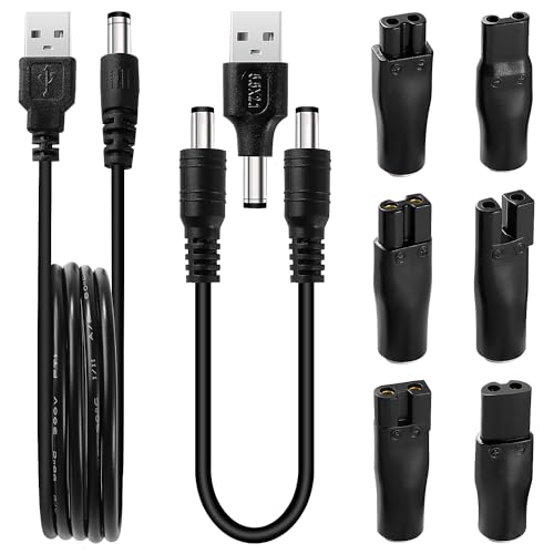 KUOQIY 9 Stücke Rasierer-Ladekabel-Set, 5V Rasierer Ladegerät Netzkabel USB Adapter Set, USB Shaver Charger Cable, für eine Vielzahl von elektrischen Haarschneidern, Rasierern von KUOQIY