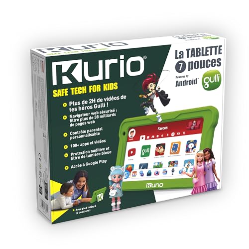 KURIO - Das Tablet 7 Zoll Gulli 32 GB für Kinder – Android 13 – anpassbare Kindersicherung & sicherer Browser – Videos Helden Gulli + 100 vorinstallierte Apps & Lernspiele von KURIO