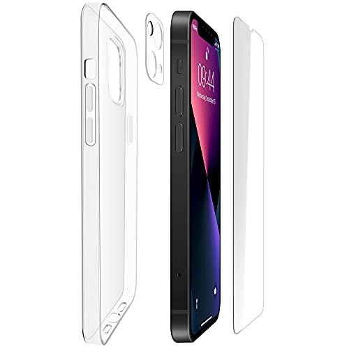 KURT HOME Transparente Hülle Kompatibel mit iPhone 13 Mini + Komplettschutz Set mit Displayschutz H9 Panzerfolie und Kameraschutz Case mit Folie Zubehör Klar Ultra Slim (iPhone 13 Mini) von KURT HOME