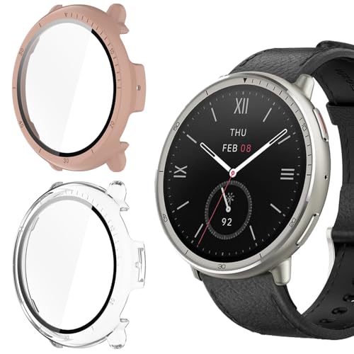 KUSINHOKA 2 Stück Hard Hülle für Amazfit Active 2 mit Anti-Kratzen Schutzfolie, HD Klar Displayschutzfolie 360°Rundum Vollständige Abdeckung Stoßfest PC Schutzhülle, Transparent + Rosa KUSINHOKA 2 Stück Hard Hülle für Amazfit Active 2 mit Anti-Kratzen Schutzfolie, HD Klar Displayschutzfolie 360°Rundum Vollständige Abdeckung Stoßfest PC Schutzhülle, Transparent + Rosa von KUSINHOKA