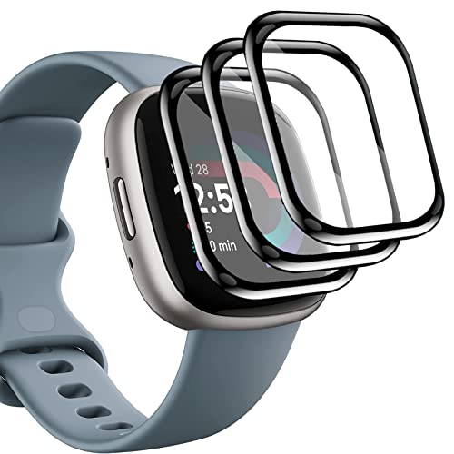 KUSINHOKA 3 Stück Schutzfolie für Fitbit Versa 4/Fitbit Sense 2, 3D HD Klar Weich PMMA Weiche [Anti-Kratzen] Wasserdicht Displayschutzfolie Vollständige Abdeckung Verbundwerkstoff Ultradünn Folie von KUSINHOKA