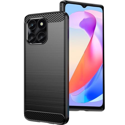 KUSINHOKA Hülle für Honor X6a, Ultradünn Silikon [Anti-Kratzer] Handyhülle, [Sturzfest] Weich Kohlefaser Premium Schutzhülle Protective Case für Honor X6a, Schwarz von KUSINHOKA