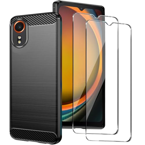 KUSINHOKA Hülle für Samsung Galaxy Xcover 7 + [2 Stück] Schutzfolie, Ultradünn Silikon [Anti-Kratzer] Handyhülle, Sturzfest Premium Weich Schutzhülle Protective Case für Galaxy Xcover 7, Schwarz von KUSINHOKA