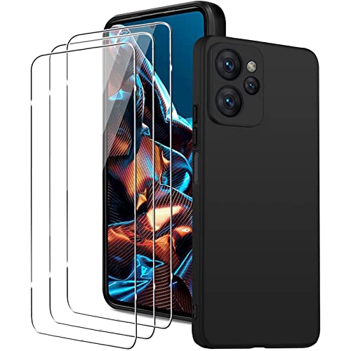 KUSINHOKA Hülle für Xiaomi Poco X5 PRO 5G + [3 Stück] Schutzfolie, Ultradünn Silikon [Anti-Kratzer] Handyhülle TPU [Stoßfest] Weich Matte Schutzhülle Protective Case für Xiaomi Poco X5 PRO 5G, Schwarz von KUSINHOKA