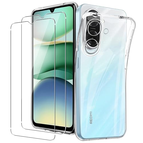 KUSINHOKA Hülle für Xiaomi Redmi A5 4G + 2 Stück Schutzfolie, Weich TPU [Anti-Kratzer] Handyhülle Ultradünn [Stoßfest] Schutzhülle Fallschutz Kameraschutz Protective Case für Redmi A5 4G, Klar von KUSINHOKA