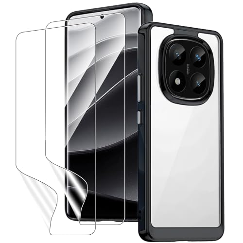 KUSINHOKA Hülle für Xiaomi Redmi Note 14 Pro Plus 5G/Note 14 Pro+ 5G mit 2 Stück Schutzfolie, Ultradünn Transparent PC Schutzhülle, Weiche Kante [Anti-Kratzer] [Stoßfest] Case Handyhülle von KUSINHOKA