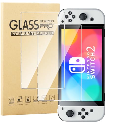 KUSINHOKA Schutzfolie für Nintendo Switch 2 2025, 2 Stück HD Klar [Anti-Kratzen] Panzerfolie, Anti-Fingerabdruck Gehärtetem Schutzglas, [Bläschenfrei] Hohe Empfindlichkeit Displayschutzfolie von KUSINHOKA