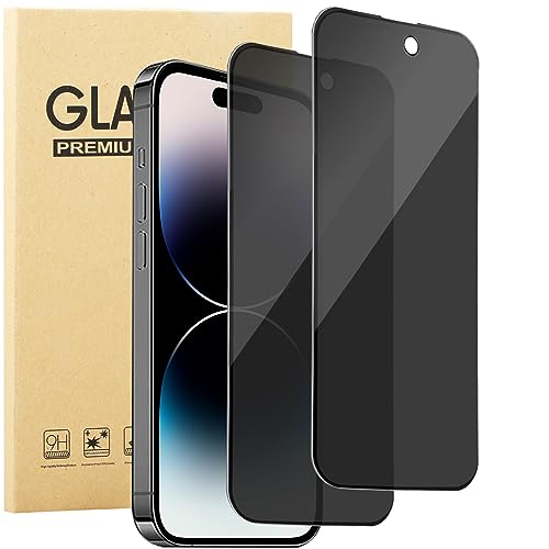 KUSINHOKA Sichtschutz für iPhone 15 Pro Max, [2 Stück] Anti-Spy Displayschutz Folie Bruchsicher Gehärtetem Glas Cover Blickschutzfolie 9H Härte Anti-Spähen Kratzfest Privacy Glas Schutzfolie von KUSINHOKA