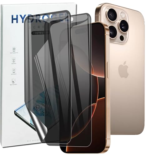 KUSINHOKA Sichtschutz kompatibel mit iPhone 16 Pro Folie, [2 Stück] Anti-Spy Flexibilität Hydrogel Blickschutzfolie, Displayschutzfolie Anti-Spähen Kratzfest Privacy Schutzfolie für iPhone 16 Pro von KUSINHOKA