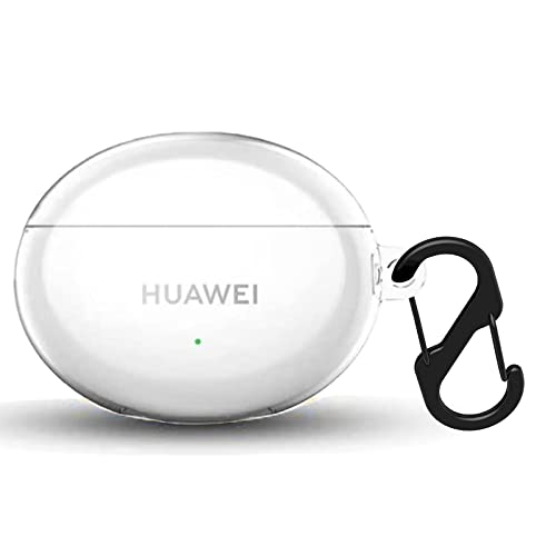 KUSINHOKA Silikonhülle für Huawei Freebuds 5i, Unterstützt kabelloses Laden Schlank Stoßfest Kopfhörer Hülle Haut Tragetasche Leichte Anti-Verloren Schutz Ohrhörer Abdeckung mit Karabiner, Klar von KUSINHOKA