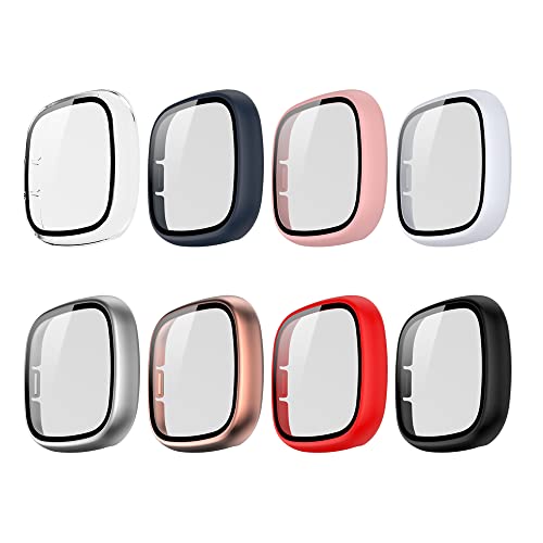 KUTEWEU 2 Stück Hülle Kompatibel mit Fitbit Versa3/ Fitbit Sense, PC Cover Shell Schutzhülle Ersatz Case für Fitbit Versa3/ Fitbit Sense Smartwatch (8 Stück) von KUTEWEU