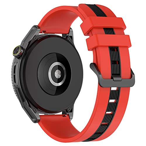 KUTEWEU Amazfit GTR 3/GTR 3 Pro/GTR 2e Armband,22mm Edelstahl Verschluss Silikon Sport Uhrenbänder kompatibel für Amazfit GTR 2/3 StratoS/GTR 47mm/2 stratoS (Rot Schwarz) von KUTEWEU