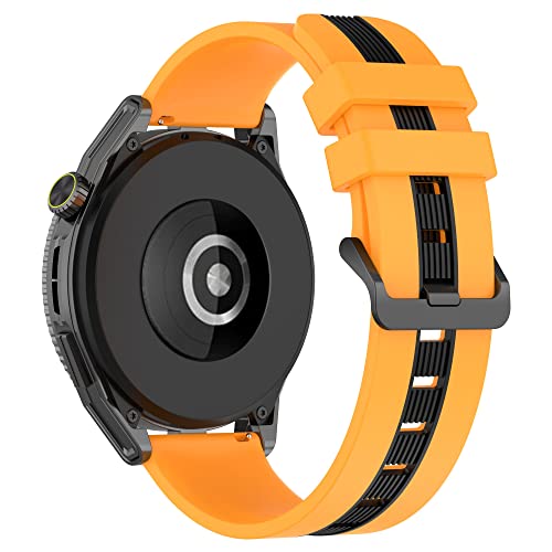 KUTEWEU Amazfit GTR 3/GTR 3 Pro/GTR 2e Armband,22mm Edelstahl Verschluss Silikon Sport Uhrenbänder kompatibel für Amazfit GTR 2/3 StratoS/GTR 47mm/2 stratoS (Gelb Schwarz) von KUTEWEU