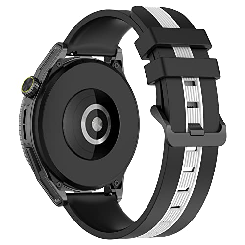 KUTEWEU Amazfit GTR 3/GTR 3 Pro/GTR 2e Armband,22mm Edelstahl Verschluss Silikon Sport Uhrenbänder kompatibel für Amazfit GTR 2/3 StratoS/GTR 47mm/2 stratoS (Schwarz Weiß) von KUTEWEU