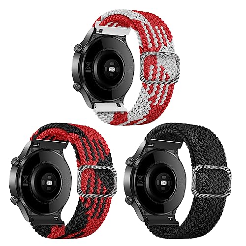 KUTEWEU Armband für Galaxy Watch 3 45mm/Galaxy Watch 46mm/Gear S3 Frontier/Classic, 22mm Einstellbares Nylon Geflochtenes Armbänd für Garmin Forerunner 745/255/Vivoactive 4 45mm/Venu 2 (3 Stück-c) von KUTEWEU