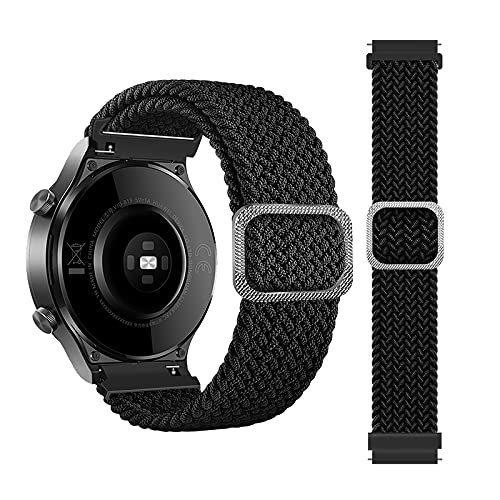 KUTEWEU Armband für Galaxy Watch 5 Pro 45mm, 20mm Nylon Geflochtenes Uhrenarmband für Garmin Forerunner 645 Music/Forerunner 245 Music, Einstellbares Ersatz band für Galaxy Watch 5 44mm (Schwarz) von KUTEWEU