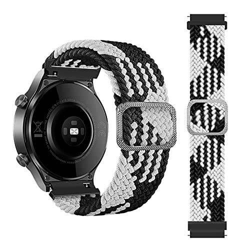 KUTEWEU Armband für Galaxy Watch 5 Pro 45mm, 20mm Nylon Geflochtenes Uhrenarmband für Garmin Forerunner 645 Music/Forerunner 245 Music, Einstellbares Ersatz band für Galaxy Watch 5 44mm (Schwarz Weiß) von KUTEWEU