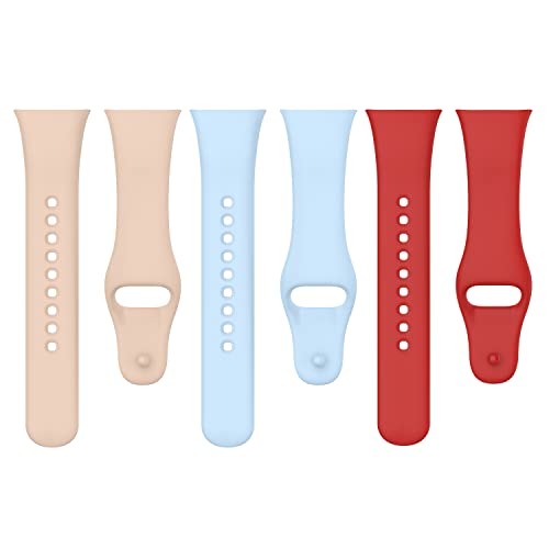 KUTEWEU Ersatzarmbänder Kompatibel mit Redmi Watch 3 Armband, Silikon Ersatzarmbänder Sport Armbänder mit Verstellbare Watchband für Mi Redmi Watch3 Smartwatch Zubehör (Rot+Rosa+Blau) von KUTEWEU