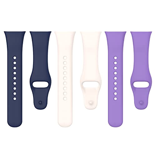 KUTEWEU Ersatzarmbänder Kompatibel mit Xiaomi Redmi Watch 3 Armband, Silikon Ersatzarmbänder Sport Armbänder mit Verstellbare Watchband für Mi Redmi Watch3 Smartwatch Zubehör (Blau+Lila+Weiß) von KUTEWEU