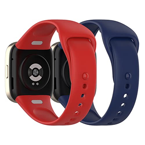 KUTEWEU Ersatzarmbänder Kompatibel mit Xiaomi Redmi Watch 3 Armband, Silikon Ersatzarmbänder Sport Armbänder mit Verstellbare Watchband für Mi Redmi Watch3 Smartwatch Zubehör (Rot+Blau) von KUTEWEU