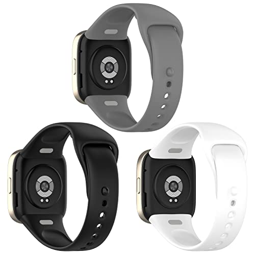 KUTEWEU Ersatzarmbänder Kompatibel mit Xiaomi Redmi Watch 3 Armband, Silikon Ersatzarmbänder Sport Armbänder mit Verstellbare Watchband für Mi Redmi Watch3 Smartwatch Zubehör (Weiß+Schwarz+Grau) von KUTEWEU