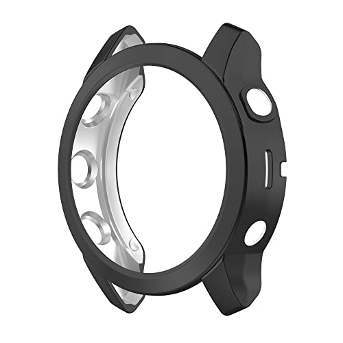 KUTEWEU Hülle für Garmin Fenix 7S/Fenix 6S/Fenix 5S Mit Schutzfolie, TPU Schutzfolie Anti Kratzen Cover Uhr Shell Schutzhülle Case Bumper für Garmin Fenix 7S Solar/Fenix 5S Plus (2 Stück Schwarz) von KUTEWEU