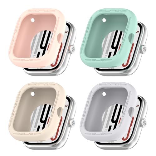 KUTEWEU Schutz Hülle Kompatibel mit Xiaomi Redmi Watch 5 Gehäuse Schutz, Stoßfest TPU Silikone Weich Schutzhülle Cover/Case für Xiaomi Redmi Watch 5 Smartwatch Cover (Rosa+Grün+Beige+Grau) von KUTEWEU