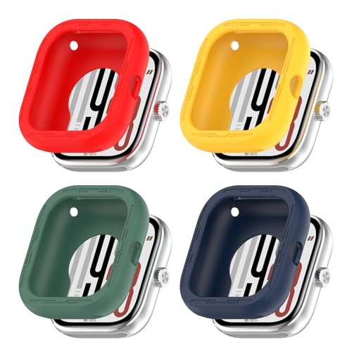 KUTEWEU Schutz Hülle Kompatibel mit Xiaomi Redmi Watch 5 Gehäuse Schutz, Stoßfest TPU Silikone Weich Schutzhülle Cover/Case für Xiaomi Redmi Watch 5 Smartwatch Cover (Rot+Gelb+Grün+Blau) von KUTEWEU