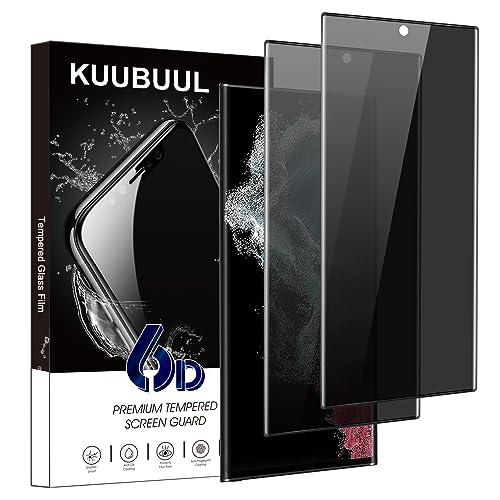 KUUBUUL für Panzerglas Sichtschutz für Samsung Galaxy S22 Ultra, [2 Pack] Privatsphäre Bildschirmschutz Gehärtetes Glas für Samsung S22 Ultra Schutzfolie[Einfache Installation][9H Härte][Blasenfrei] von KUUBUUL