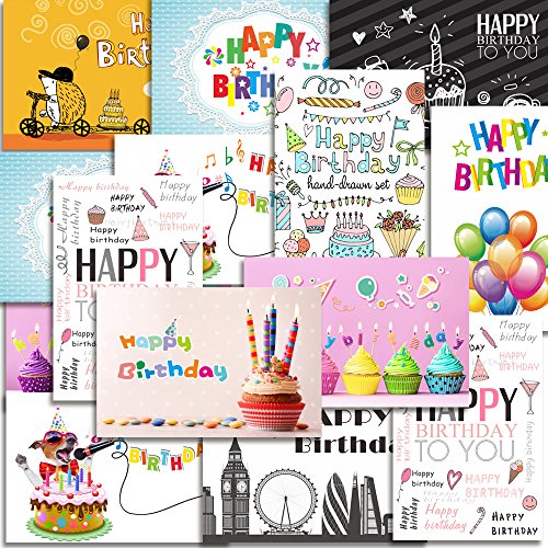 Kuuqa 20 Stücke Alles Gute zum Geburtstag Karten mit 20 Umschlägen, Grußkarten Entworfen von KUUQA von KUUQA