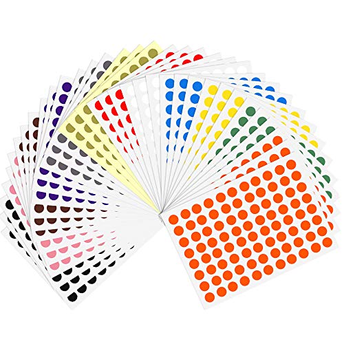 Kuuqa 36 Blätter 8mm Farbcodierung Etiketten Kleine Runde Dot Aufkleber Klebrige Kennzeichnung Etiketten (3168 Punkte) von KUUQA
