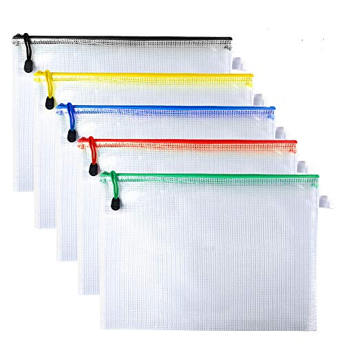 Kuuqa A4 Dokumententasche Wasserdicht Mesh Zipper Taschen Kunststoff Zip Wallets Ordner Mesh Dokumententaschen für File Storage Papier Organisation, 5er Set Kuuqa A4 Dokumententasche Wasserdicht Mesh Zipper Taschen Kunststoff Zip Wallets Ordner Mesh Dokumententaschen für File Storage Papier Organisation, 5er Set von KUUQA
