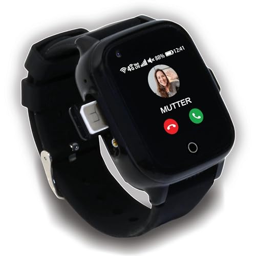 KUUS. W2 Smartwatch Kinder Mit GPS und Telefon - GPS Tracker Kinder mit ortung - Kinder Smartwatch mit GPS mit SIM, Videoanruf Telefonieren, Uhr zum Telefonieren für Kinder Tracker Kinderuhr Schwarz von KUUS.