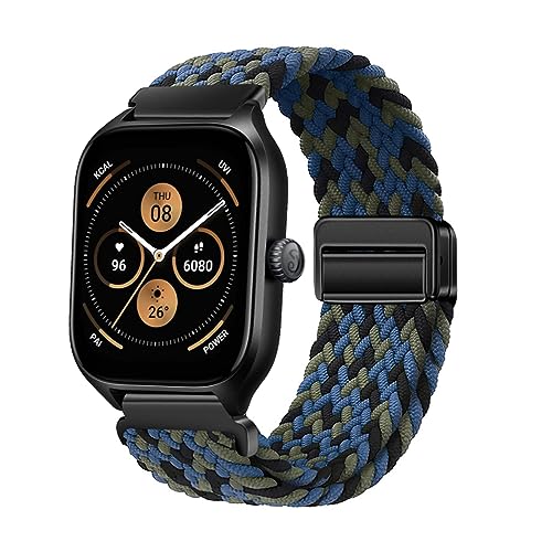 KUWAI Armbänder für Amazfit GTS 4/GTS 4 Mini Armband Nylon Geflochtenes Loop Band für Amazfit GTS 4/GTS 4 Mini Armband für Herren Damen Magnetisch Armbänder mit Amazfit GTS 4/GTS 4 Mini Armband (JJ) von KUWAI