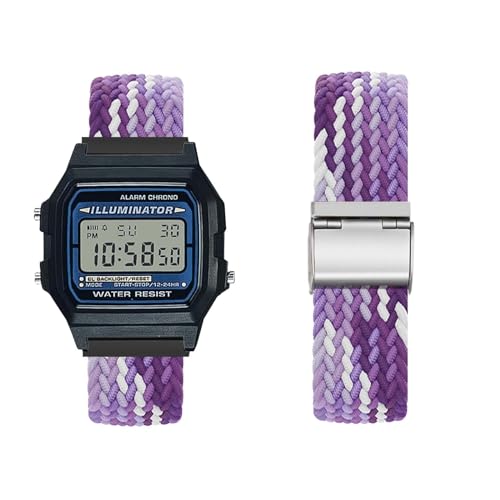 KUWAI Armband für Casio F-91W/F-91WG - Nylon Geflochtenes Ersatz Einstellbares Loop Band mit Rostfreiem Stahl von KUWAI