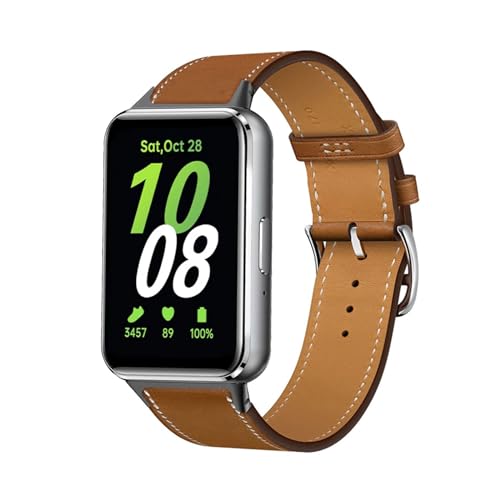 Lederarmband für Samsung Galaxy Fit 3 Armband Leichtgewicht PU Leder Armbänder kompatibel mit Samsung Galaxy Fit 3 Leder Armband für Damen Herren Schlank Uhrenarmbänder mit Samsung Galaxy Fit 3 (B) von KUWAI