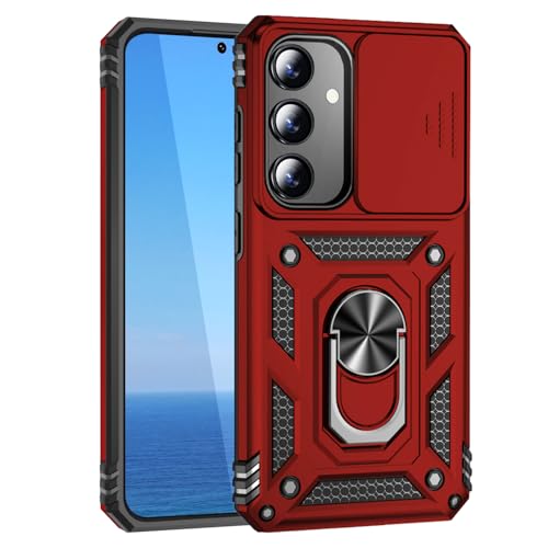 Hülle Kompatibel mit Samsung Galaxy S25 Plus/S25+/S24 Plus/S24+ 5G mit Kameraschutz & 360° Metall Ring Ständer, S25Plus 25+ S24Plus 24+ Schutzhülle Stoßfestes Robustes Stoßfänger Handyhülle, Rot Hülle Kompatibel mit Samsung Galaxy S25 Plus/S25+/S24 Plus/S24+ 5G mit Kameraschutz & 360° Metall Ring Ständer, S25Plus 25+ S24Plus 24+ Schutzhülle Stoßfestes Robustes Stoßfänger Handyhülle, Rot von KUXNGUYI