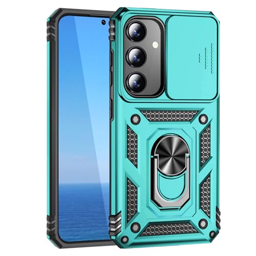 Hülle Kompatibel mit Samsung Galaxy S25 Plus/S25+/S24 Plus/S24+ 5G mit Kameraschutz & 360° Metall Ring Ständer, S25Plus 25+ S24Plus 24+ Schutzhülle Stoßfestes Robustes Stoßfänger Handyhülle, Cyan Hülle Kompatibel mit Samsung Galaxy S25 Plus/S25+/S24 Plus/S24+ 5G mit Kameraschutz & 360° Metall Ring Ständer, S25Plus 25+ S24Plus 24+ Schutzhülle Stoßfestes Robustes Stoßfänger Handyhülle, Cyan von KUXNGUYI