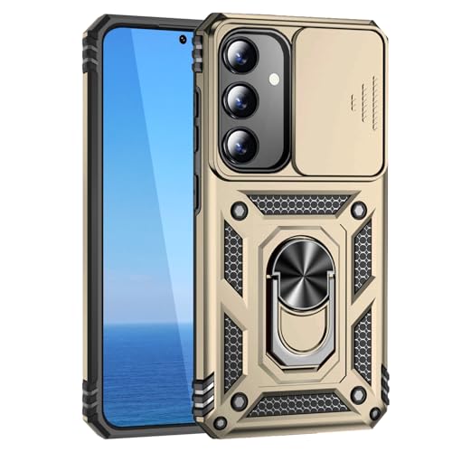 Hülle Kompatibel mit Samsung Galaxy S25 Plus/S25+/S24 Plus/S24+ 5G mit Kameraschutz & 360° Metall Ring Ständer, S25Plus 25+ S24Plus 24+ Schutzhülle Stoßfestes Robustes Stoßfänger Handyhülle, Gold Hülle Kompatibel mit Samsung Galaxy S25 Plus/S25+/S24 Plus/S24+ 5G mit Kameraschutz & 360° Metall Ring Ständer, S25Plus 25+ S24Plus 24+ Schutzhülle Stoßfestes Robustes Stoßfänger Handyhülle, Gold von KUXNGUYI