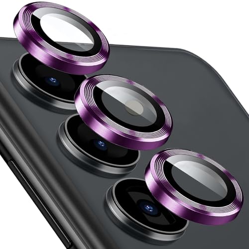 Kameraschutz für Samsung Galaxy S25, [1 Set ] 9H Gehärtetes Glas Individuelle Metallring Abdeckung Schutzglas SamsungS25 GalaxyS25 S 25 5G, Einfache Installation Tablett, HD Klar (Lila, Galaxy S25) von KUXNGUYI