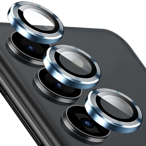 Kameraschutz für Samsung Galaxy S25 Plus/Galaxy S25+ [1 Set ] 9H Gehärtetes Glas Individuelle Metallring Abdeckung Schutzglas S 25+ S25Plus 5G, Einfache Installation Tablett, HD Klar, Blau von KUXNGUYI