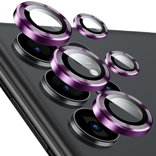 Kameraschutz für Samsung Galaxy S25 Ultra, [1 Set ] 9H Gehärtetes Glas Individuelle Metallring Abdeckung Schutzglas, Einfache Installation Tablett, HD Klar (Lila, Galaxy S25 Ultra) von KUXNGUYI